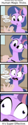 Size: 1466x6522 | Tagged: dead source, safe, artist:jittery-the-dragon, twilight sparkle, alicorn, human, pony, g4, close-up, coin, comic, cute, derp, dialogue, extreme close-up, hand, head tilt, it's super effective, magic trick, open mouth, pointless pony tips, shocked, shrunken pupils, twiabetes, twilight sparkle (alicorn), wand, wide eyes