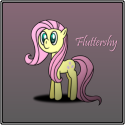 Size: 1080x1080 | Tagged: safe, artist:betabreakout, fluttershy, pony, g4, female, name, solo, standing, wingless