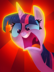 Size: 1500x2000 | Tagged: safe, artist:talonsofwater, twilight sparkle, alicorn, pony, every little thing she does, g4, angry, bust, female, how do you make your neck go like that?, portrait, scene interpretation, solo, twilight sparkle (alicorn)