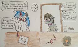 Size: 960x582 | Tagged: safe, artist:rapidsnap, dj pon-3, octavia melody, vinyl scratch, earth pony, pony, unicorn, equestria daily, g4, chocolate pudding, drawing, i've lost control of my life, traditional art