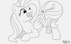 Size: 1618x1000 | Tagged: safe, artist:suspega, fluttershy, oc, oc:anon, human, pegasus, pony, g4, drool, female, flutterpred, imminent vore, mare, monochrome, open mouth, ponies eating humans, prehensile tail, signature, size difference, tongue out