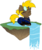 Size: 1913x2290 | Tagged: safe, artist:lunarahartistry, oc, oc only, oc:golden gear, pony, unicorn, boots, clothes, cute, dirt cube, eyes closed, female, floating, floating island, goggles, happy, jumpsuit, mare, simple background, solo, transparent background, waterfall