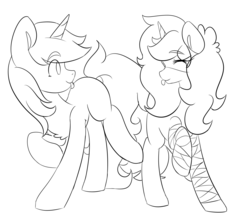 Size: 4138x3565 | Tagged: safe, artist:silverknight27, oc, oc only, pony, unicorn, female, mare, monochrome, tongue out