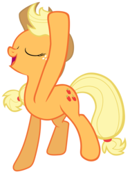 Size: 7000x9300 | Tagged: safe, artist:tardifice, applejack, earth pony, pony, g4, rarity takes manehattan, absurd resolution, applejack's hat, cowboy hat, eyes closed, female, freckles, hair flip, hat, mare, open mouth, ponytail, raised hoof, simple background, smiling, solo, stupid sexy applejack, talking, tied tail, transparent background, vector