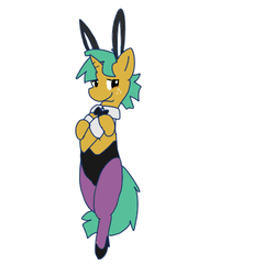 Size: 500x500 | Tagged: safe, artist:kushina13, snails, pony, g4, bipedal, bunny ears, bunny suit, clothes, crossdressing, high heels, leotard, male, solo