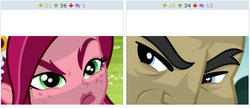 Size: 512x222 | Tagged: safe, screencap, filthy rich, gloriosa daisy, derpibooru, equestria girls, g4, my little pony equestria girls: legend of everfree, juxtaposition, meta