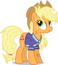 Size: 3586x4047 | Tagged: safe, artist:anhel032015, applejack, buckball season, g4, clothes, female, jersey, messy mane, shirt, simple background, solo, transparent background, vector