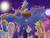 Size: 1280x960 | Tagged: safe, artist:saionixfiction, applejack, fluttershy, pinkie pie, rainbow dash, rarity, twilight sparkle, alicorn, pony, g4, mane six, night, twilight sparkle (alicorn), twilight's castle