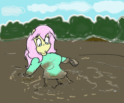Size: 554x461 | Tagged: safe, artist:php162, fluttershy, human, g4, color, humanized, mud, quicksand