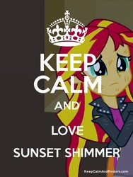 Size: 600x800 | Tagged: safe, artist:ilovesunsetshimmers, sunset shimmer, equestria girls, g4, my little pony equestria girls, exploitable meme, female, keep calm and carry on, meme, solo