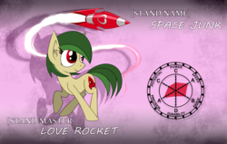 Size: 2897x1841 | Tagged: safe, artist:spitfire740, oc, oc only, oc:love rocket, jojo's bizarre adventure, rocket, solo, stand, stats