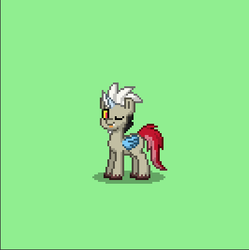 Size: 399x400 | Tagged: safe, discord, draconequus, pony, pony town, g4, male, one eye closed, pixel art, ponified, solo, wink