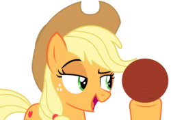 Size: 4794x3375 | Tagged: safe, artist:sketchmcreations, applejack, buckball season, g4, ball, hoof hold, open mouth, simple background, transparent background, vector