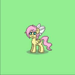Size: 399x400 | Tagged: safe, fluttershy, oc, oc:cottontail, pony, pony town, ultimare universe, g4, :t, alternate universe, pixel art, solo