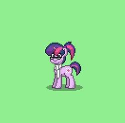 Size: 396x390 | Tagged: safe, sci-twi, twilight sparkle, pony, unicorn, pony town, equestria girls, g4, clothes, equestria girls ponified, female, glasses, pixel art, ponified, scarf, solo, unicorn sci-twi