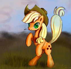 Size: 761x736 | Tagged: safe, artist:xbi, applejack, earth pony, pony, g4, female, rearing, solo