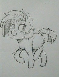 Size: 993x1280 | Tagged: safe, artist:i am nude, babs seed, earth pony, pony, g4, female, monochrome, sketch, solo