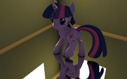 Size: 3840x2400 | Tagged: safe, artist:lavik1988, twilight sparkle, g4, 3d, butt, female, glass floor, high res, mirror, plot, solo