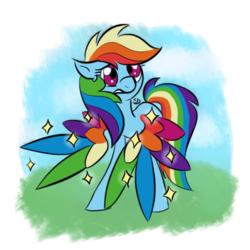 Size: 500x500 | Tagged: safe, artist:sallindaemon, rainbow dash, g4, colored wings, female, multicolored wings, solo
