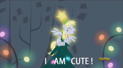 Size: 1920x1068 | Tagged: safe, screencap, derpy hooves, pegasus, pony, a hearth's warming tail, g4, captain obvious, caption, cute, derpabetes, derpy star, female, mare, text, truth