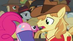 Size: 1920x1080 | Tagged: safe, screencap, braeburn, pinkie pie, earth pony, pony, buckball season, g4, female, male, mare, stallion