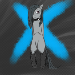 Size: 2000x2000 | Tagged: safe, artist:dubsteppunk, marble pie, earth pony, semi-anthro, g4, bipedal, choker, clothes, female, high res, lonely inky, socks, solo, x
