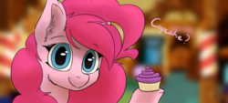 Size: 5000x2262 | Tagged: safe, artist:happygnarwal, pinkie pie, g4, cupcake, female, food, solo