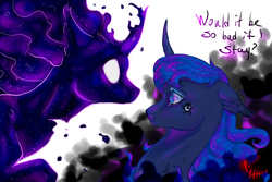 Size: 6000x4000 | Tagged: safe, artist:coconuthound, princess luna, tantabus, alicorn, pony, g4, absurd resolution, curved horn, duo, female, horn