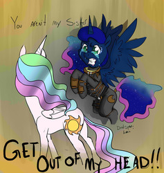 Size: 1920x2025 | Tagged: safe, artist:lazyfanartist, princess celestia, princess luna, g4, crossover, crying, dead space