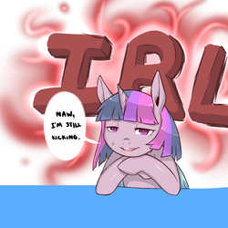 Size: 1200x1200 | Tagged: safe, artist:cold-blooded-twilight, twilight sparkle, g4, explicit source, irl, photo, solo, speech bubble, wings