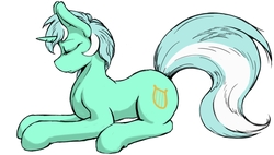 Size: 1022x582 | Tagged: safe, artist:vicmanone, lyra heartstrings, pony, unicorn, g4, eyes closed, female, simple background, solo, white background