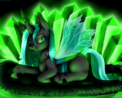 Size: 5000x4000 | Tagged: safe, artist:deathpotato20, queen chrysalis, changeling, changeling queen, g4, crystal, female, solo, transparent wings, wings