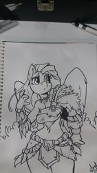 Size: 720x1280 | Tagged: safe, artist:atryl, fluttershy, anthro, g4, belly button, female, solo, traditional art