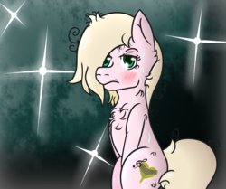 Size: 1051x879 | Tagged: safe, artist:lazerblues, oc, oc only, oc:connie amore, earth pony, pony, blushing, female, mare, solo, sweat