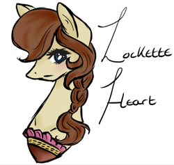 Size: 615x583 | Tagged: safe, artist:pockypocky, oc, oc only, oc:locketteheart, earth pony, pony, brown, bust, chocolate, color, cream, earth, female, food, mare, sketch, solo, steampunk