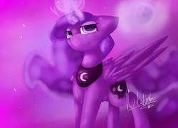 Size: 1112x800 | Tagged: safe, artist:kitkatumbreon, princess luna, g4, female, magic, moon, night, solo