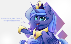 Size: 1920x1200 | Tagged: safe, artist:midnightsix3, princess luna, pony, g4, crown, cute, female, jewelry, lunabetes, regalia, s1 luna, silly, silly pony, solo