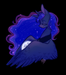 Size: 1024x1160 | Tagged: safe, artist:thatweirdpigeonlady, princess luna, alicorn, pony, g4, female, moon, simple background, solo, tangible heavenly object