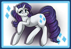 Size: 1000x700 | Tagged: safe, artist:fur-what-loo, rarity, g4, female, raised hoof, solo