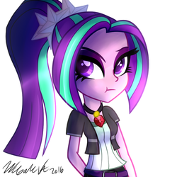 Size: 800x800 | Tagged: dead source, safe, artist:wubcakeva, aria blaze, equestria girls, g4, alternate hairstyle, female, ponytail, solo