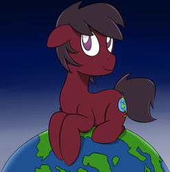 Size: 2317x2349 | Tagged: safe, artist:overlord-derpy, oc, oc only, oc:roundabout, drawing, earth, high res, pony bigger than a planet, simple background, solo