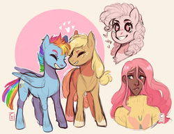 Size: 800x619 | Tagged: safe, artist:sutexii, applejack, fluttershy, pinkie pie, rainbow dash, human, pony, g4, clothes, dark skin, female, humanized, lesbian, mare, ship:appledash, shipping, sweater, sweatershy