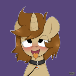 Size: 2100x2100 | Tagged: safe, artist:leslers, oc, oc only, oc:leslers, ahegao, blushing, collar, high res, leash, open mouth