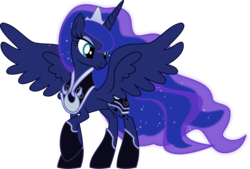 Size: 6352x4304 | Tagged: safe, artist:orin331, princess luna, absurd resolution, armor, cute, female, flash puppet, hoof boots, raised hoof, smiling, solo