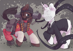 Size: 500x349 | Tagged: safe, artist:lonelycross, cannon, explicit source, slenderman, team fortress 2, tentacles