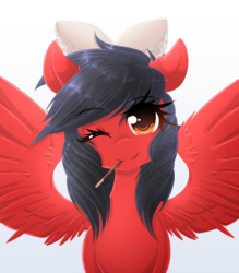 Size: 2800x3200 | Tagged: safe, artist:fluffymaiden, oc, oc only, oc:star spicer, pegasus, pony, hair bow, high res, red and black oc, solo
