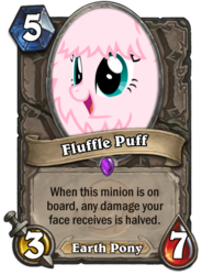 Size: 400x543 | Tagged: safe, artist:mixermike622, oc, oc only, oc:fluffle puff, g4, card, hearthstone, meta, open mouth, smiling, solo, warcraft