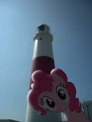 Size: 1900x2533 | Tagged: safe, artist:harvydraws, pinkie pie, g4, irl, lighthouse, photo, ponies in real life, portland, solo, vector