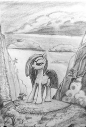 Size: 1354x1976 | Tagged: safe, artist:ponsce, marble pie, g4, female, monochrome, solo, traditional art