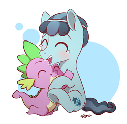 Size: 910x890 | Tagged: dead source, safe, artist:sion, crystal hoof, spike, thorax, changeling, crystal pony, dragon, g4, the times they are a changeling, baby, baby dragon, best friends, colt, crying, cute, cutie mark, disguise, disguised changeling, duo, duo male, hug, male, signature, smiling, spikabetes, spikelove, tears of joy, thorabetes, thorlove